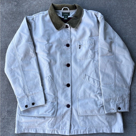 Vintage 90s LLbean flannel lined barn chore jacket coat tan - Picture 3 of 4